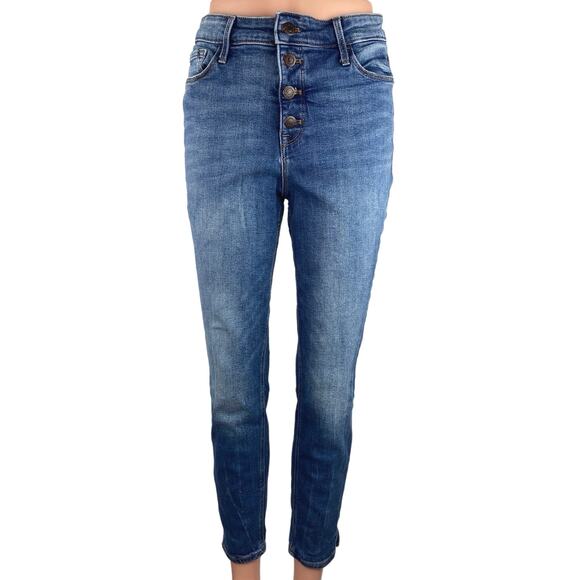 Old Navy Blue Medium Wash High Rise Denim Rockstar Super Skinny Jeans Size 8 - Picture 1 of 5